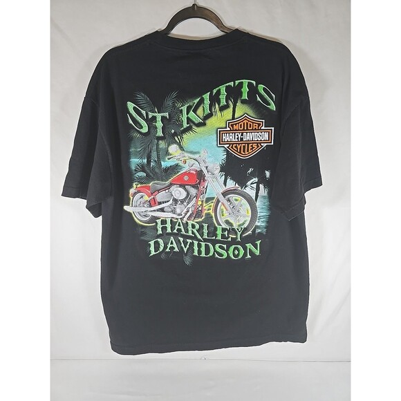 PAIR of Harley Davidson XL T Shirts  St. Kitts & Jamaica Black Travel Motorcycle - Picture 5 of 16